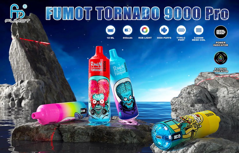 Fumot Tornado hielo de durazno de verano 1 pieza de vaporizador desechable 9000 pro de 18 ml T2JJRR238 Fumot vape